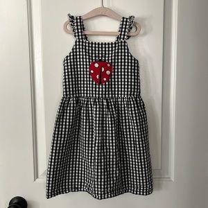 Beebay Gingham Ladybug Appliqué Jumper Dress